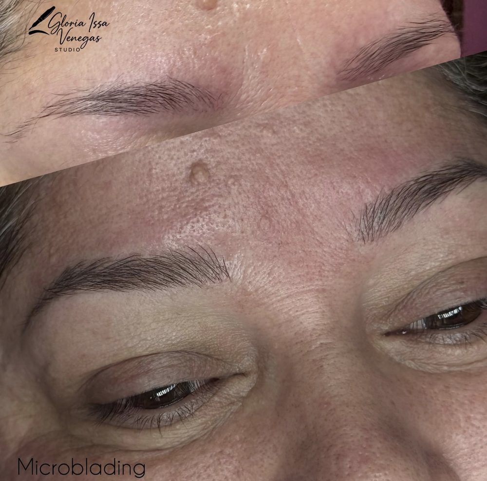 Antes y después de microblading, ceja natural pelo a pelo