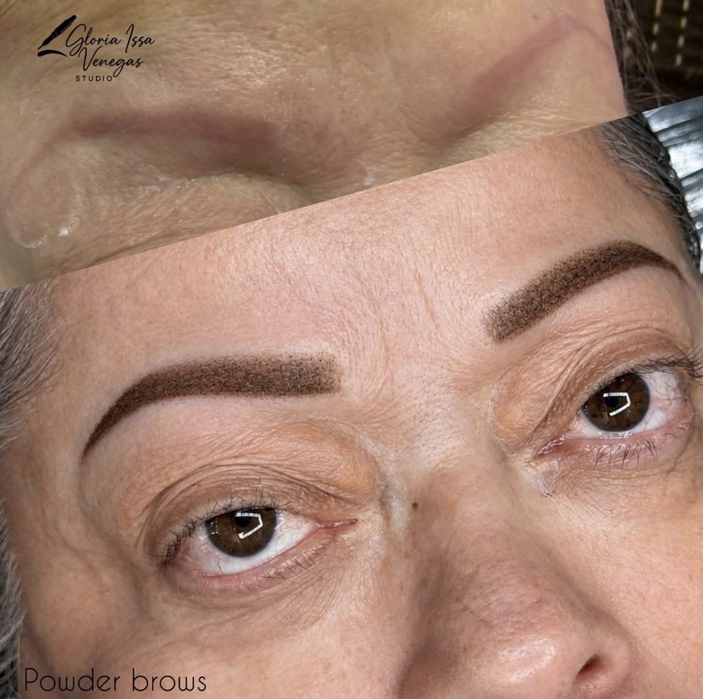 Antes y después de powder brows, efecto sombreado